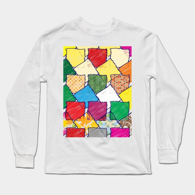 Colorful Pattern Squares Long Sleeve T-Shirt by dblaiya